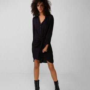 Striped Tie Front Shirt Dress